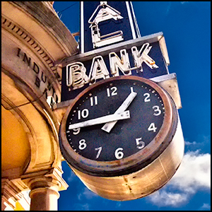 Industrial Bank Clock by Clif Burns via Flickr https://flickr.com/clif_burns [All Rights Reserved]
