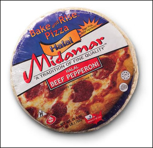 Midamar Halal Pizza via http://www.midamarhalal.com/Product/Pizza/Halal-Pizza/166/Halal-Beef-Pepperoni-Pizza-12in-bake-Rise.aspx [Fair Use]