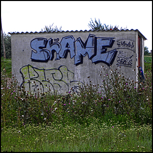 Shame for Mihaha - graffiti by Gabriel [CC-BY-SA-2.0 (http://creativecommons.org/licenses/by-sa/2.0)], via Flickr https://flic.kr/p/8spfHr [cropped]